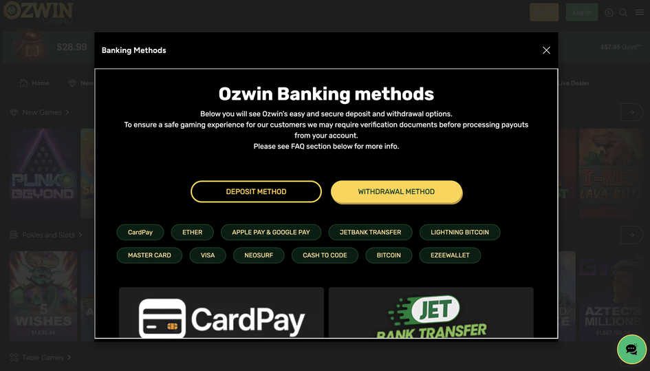 ozwin casino Jeu